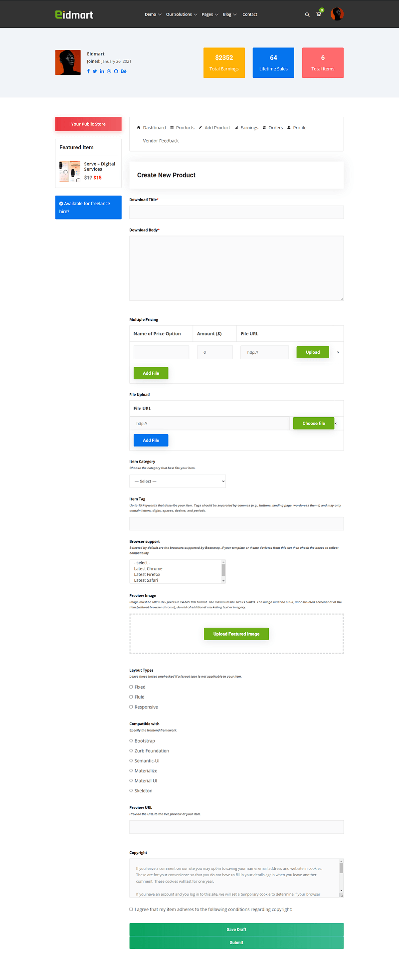 Vendor New Product Upload